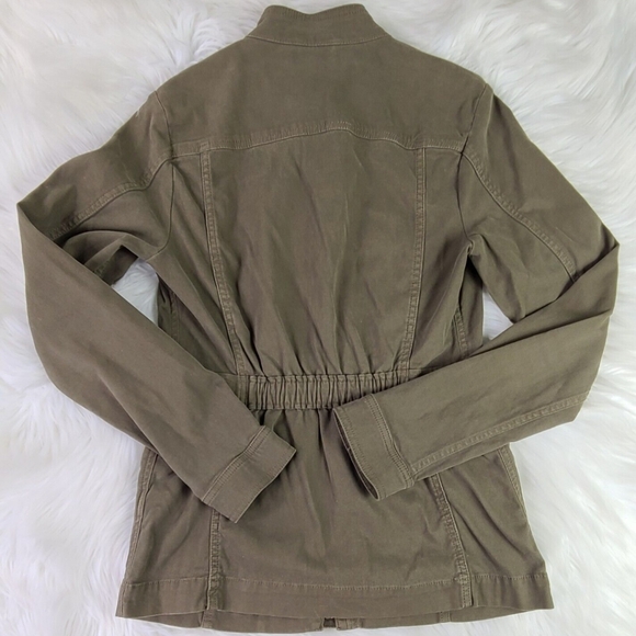 Lucky Brand Hunter Green Denim-like Blazer Small Military Jacket GUC - Picture 2 of 13